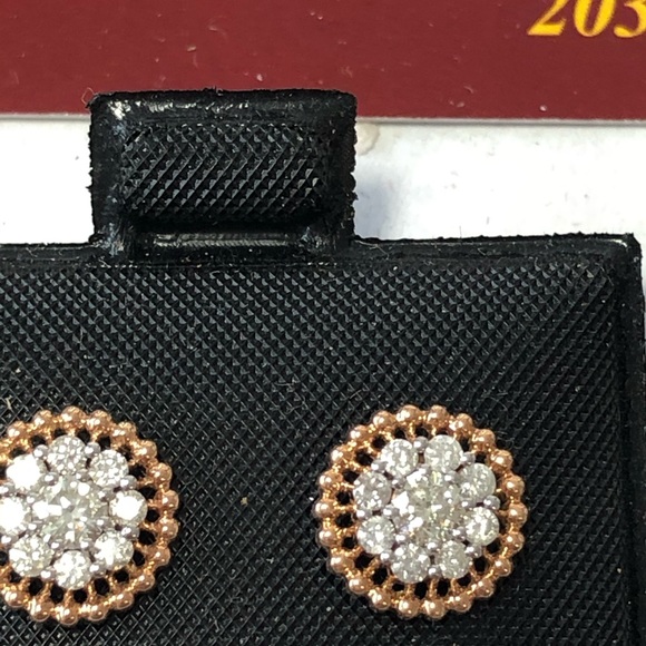 10 kt pink gold ,diamond stud earrings .55 CT’s - Picture 4 of 16